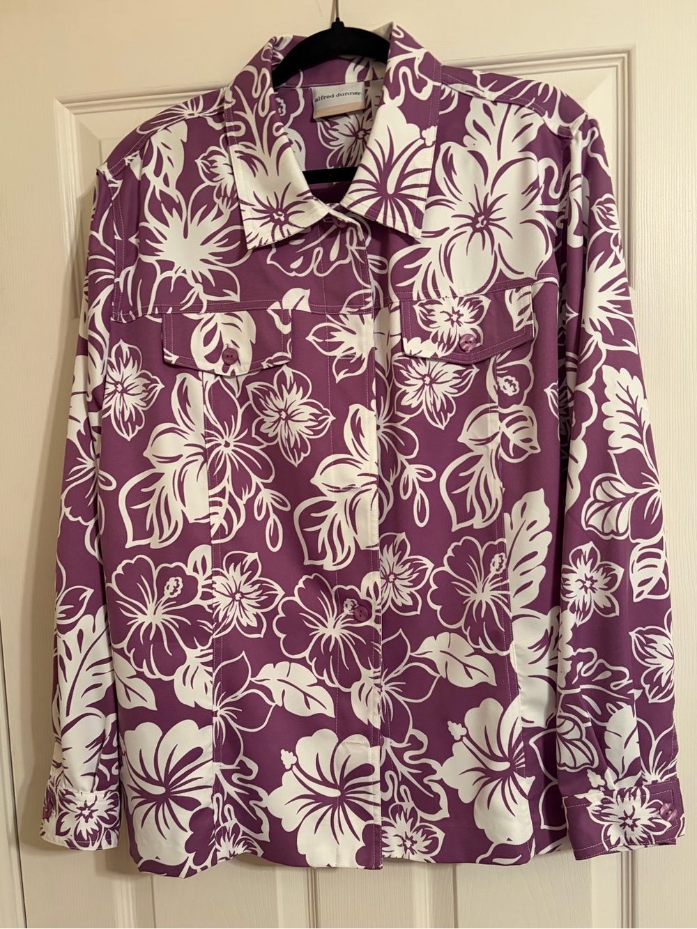 Alfred Dunner Purple and White Floral Jacket